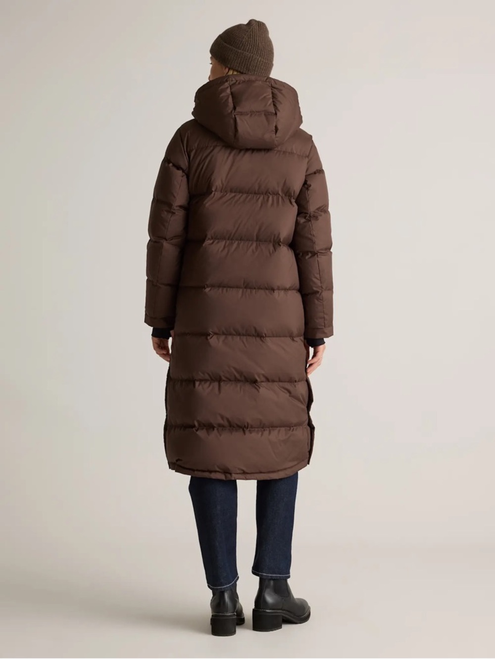 Quince Responsible Down Long Puffer Jacket Hot Fudge Small NWT - Picture 7 of 11
